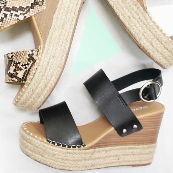 Soda Shoes Trip Black Espadrille Wedge - Picture 3 of 8
